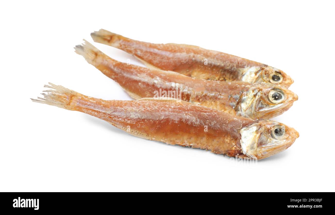 Delicious dried salted anchovies on white background Stock Photo Alamy