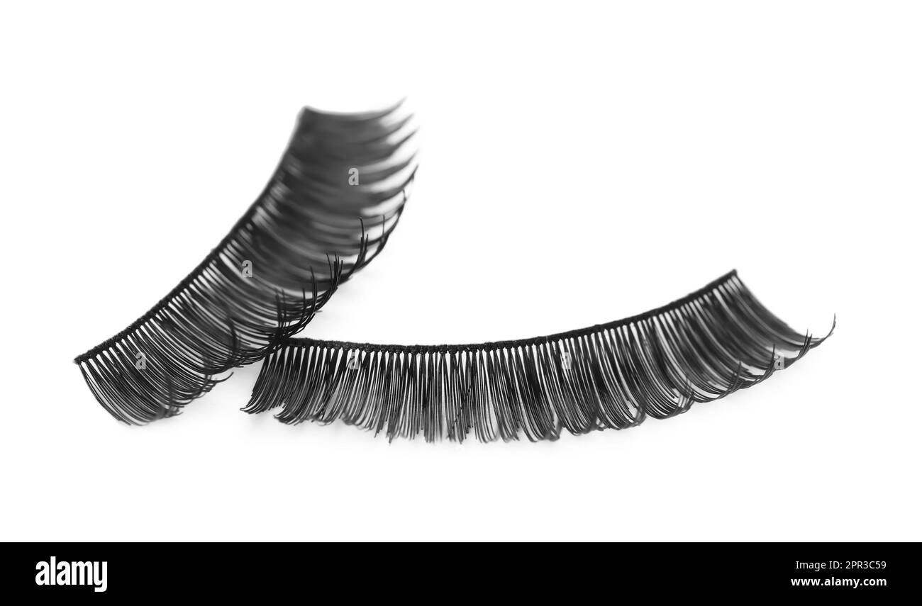 Fake eyelashes on white background. Makeup product Stock Photo Alamy