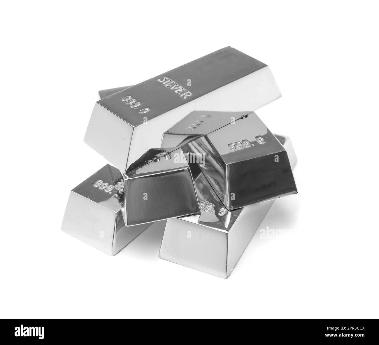 Stack of shining silver bars isolated on white Stock Photo Alamy
