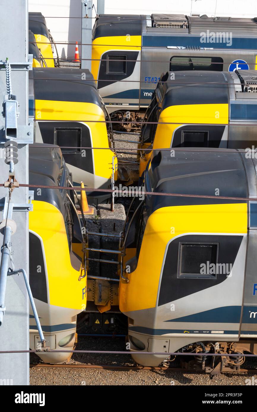 Electric suburban trains at Wellington Station, North Island, New