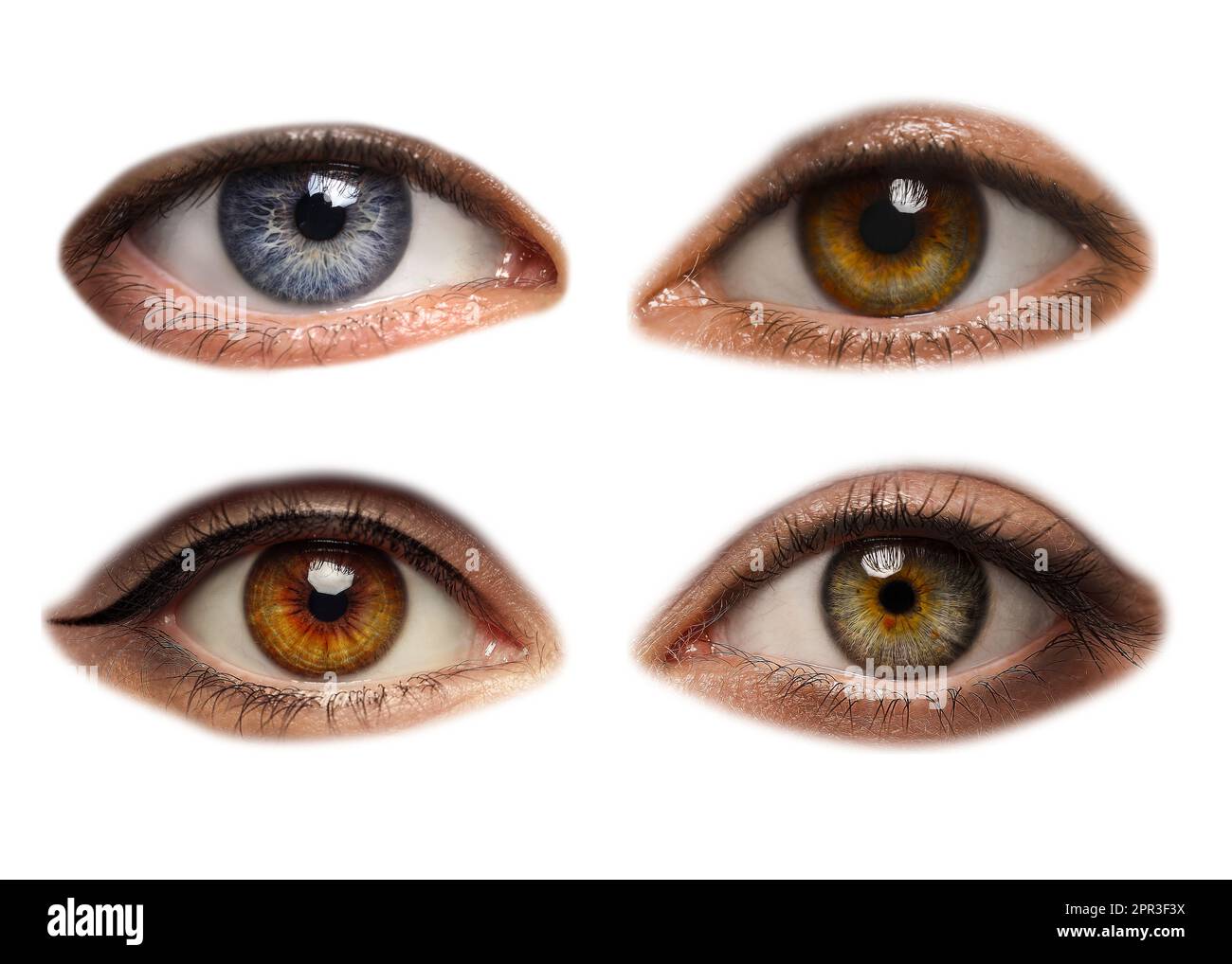 Collage with photos of beautiful eyes on white background Stock Photo