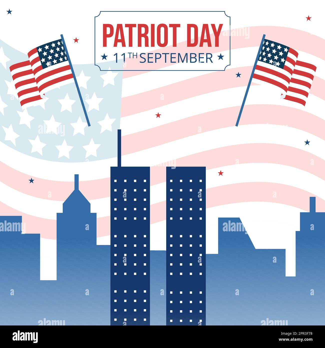 Patriot Day USA Celebration Background Template Hand Drawn Cartoon Flat Illustration Stock