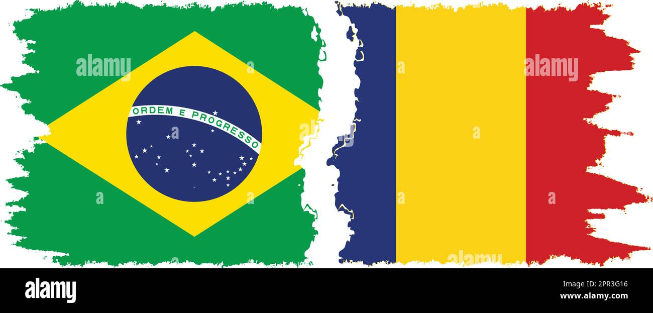 Romania and Brazil grunge flags connection, vector Stock Vector Image ...