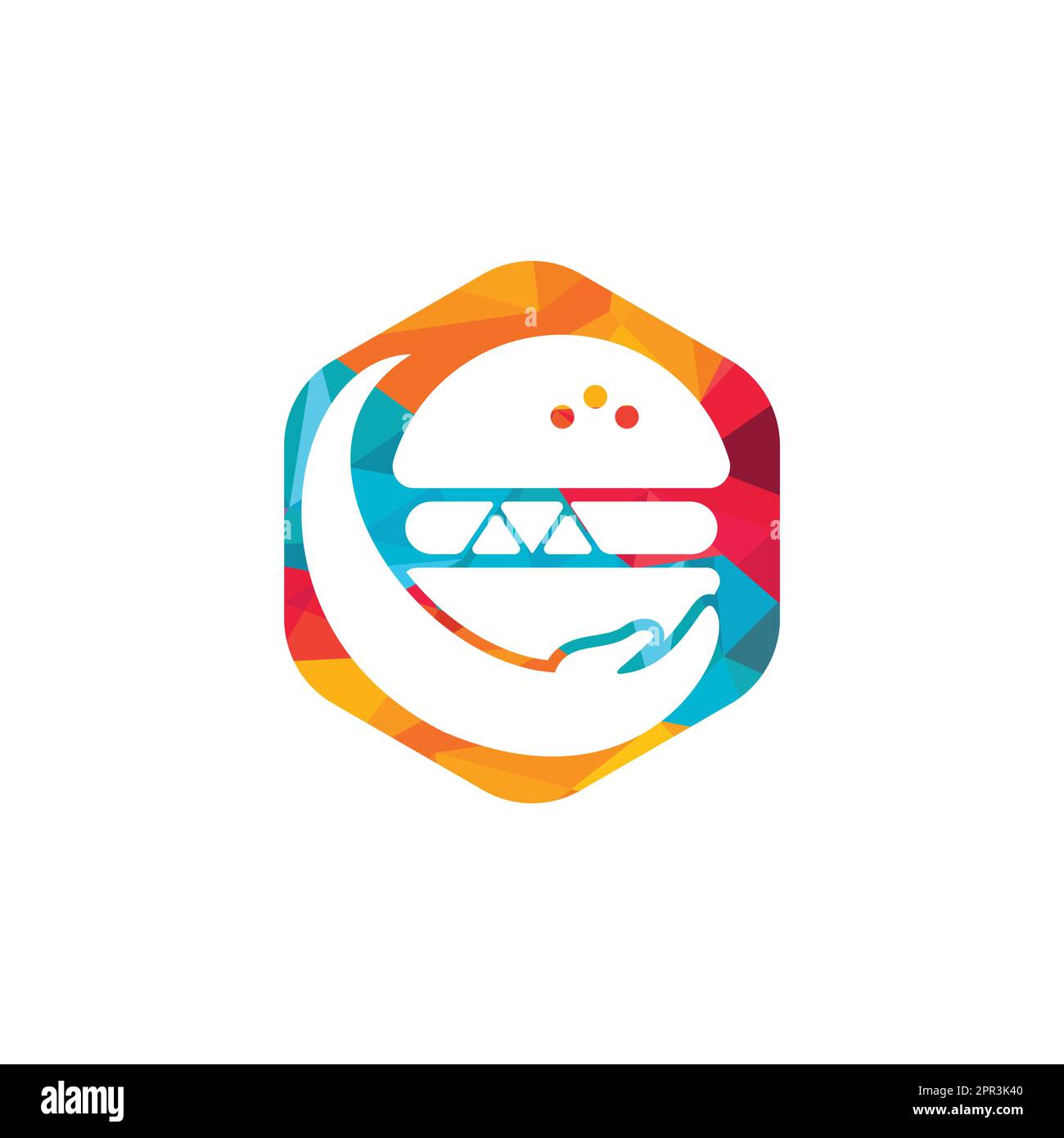 Burger care vector logo design. Vector burger and hand logo combination. Stock Vector
