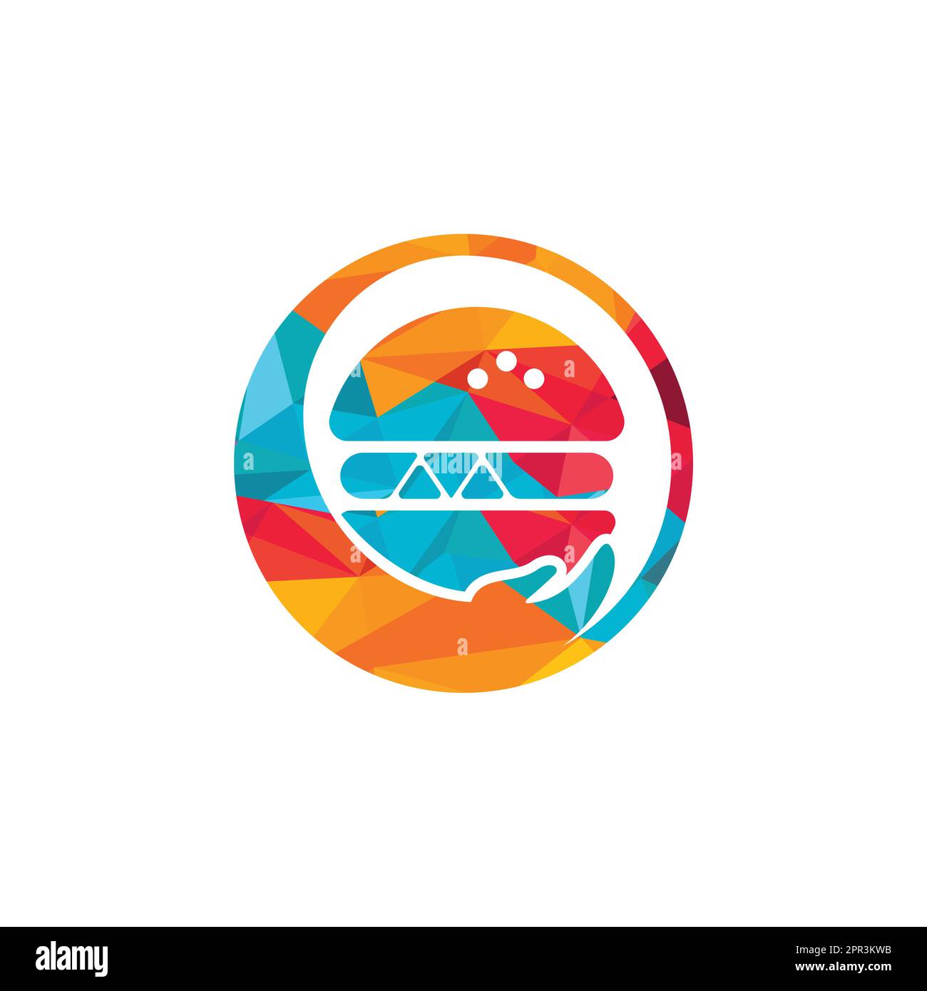 Burger care vector logo design. Vector burger and hand logo combination. Stock Vector