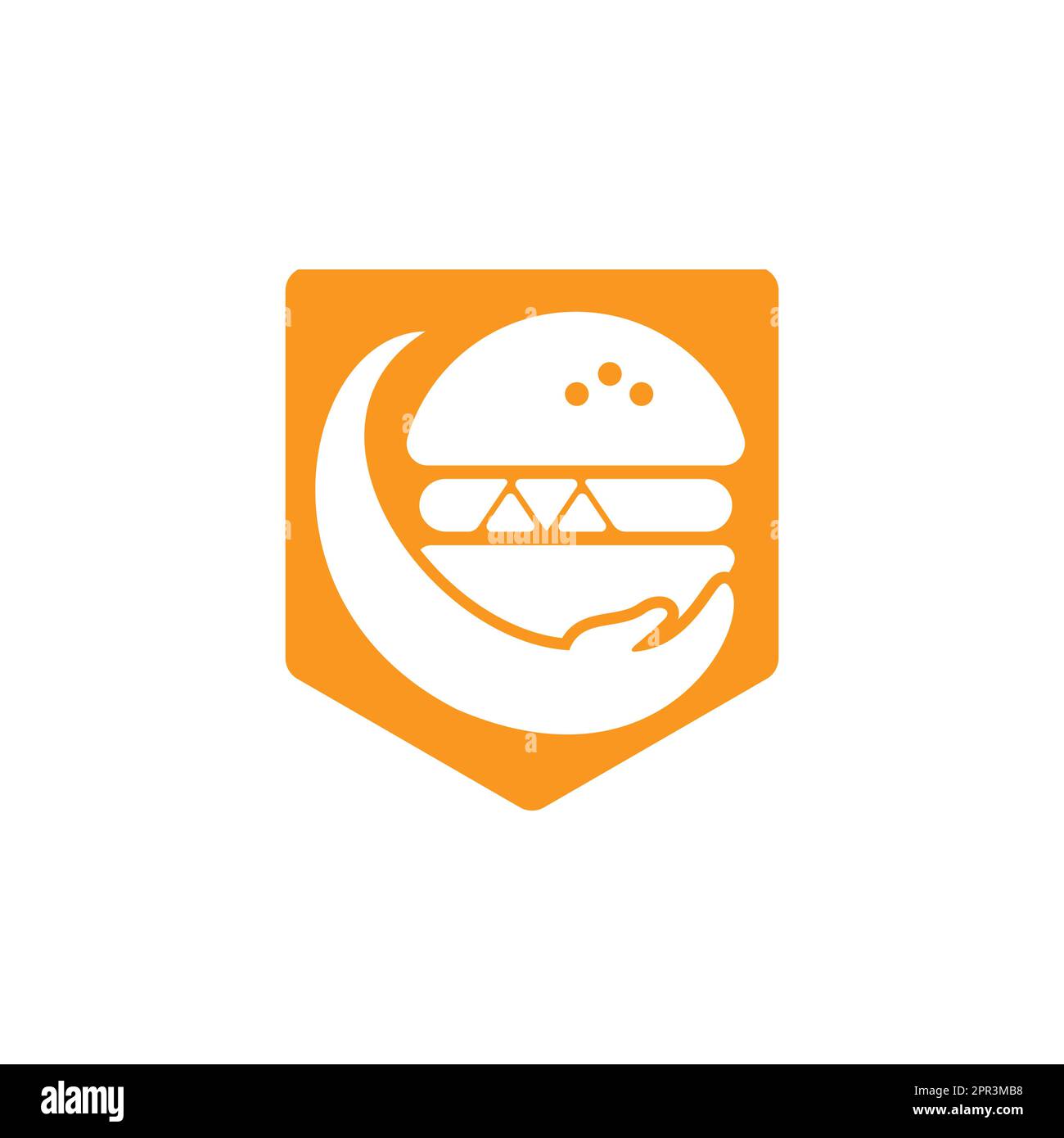 Burger care vector logo design. Vector burger and hand logo combination. Stock Vector