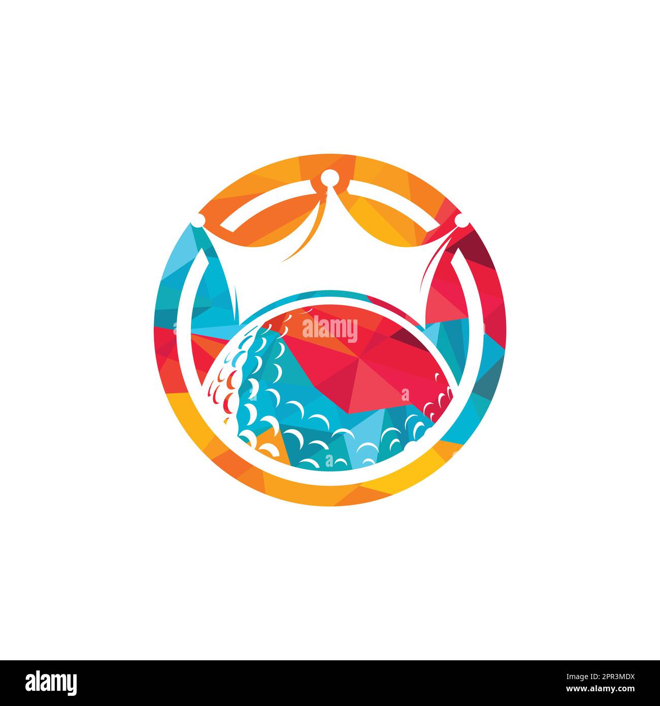 King golf vector logo design. Golf ball with crown vector icon. Stock Vector