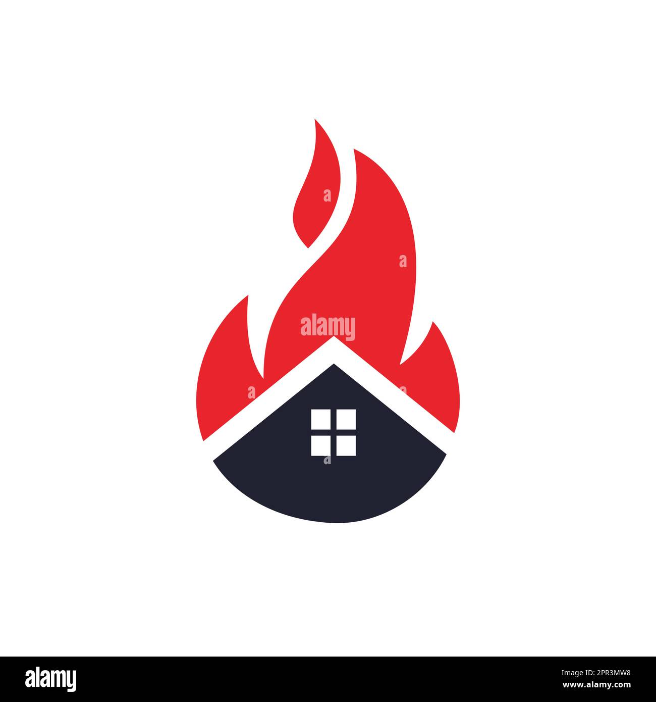 House fire vector logo design template. Preventing fire or fire alarm