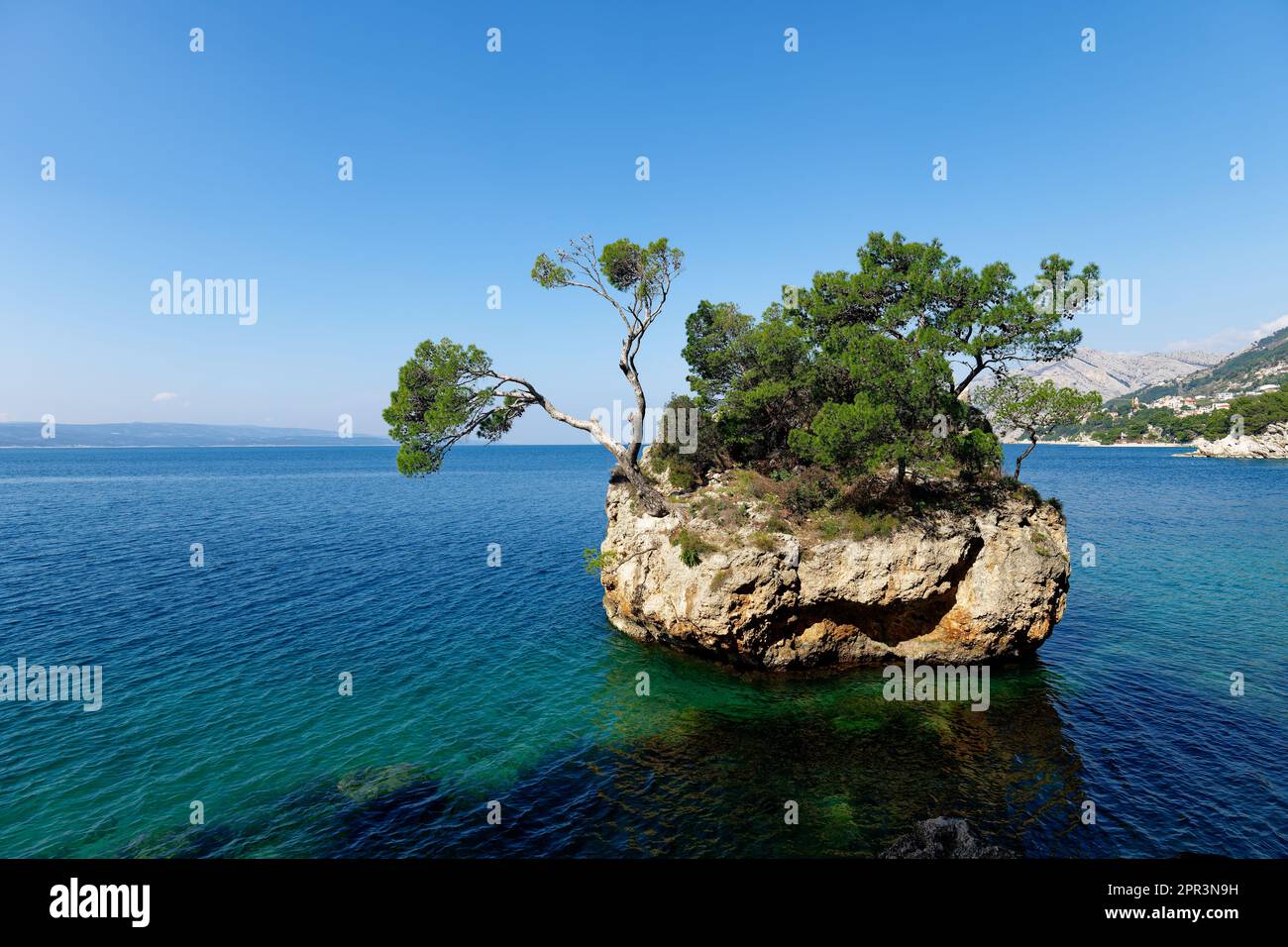 The symbol of Brela, The Brela Stone during a sunny day. Natural beauty ...