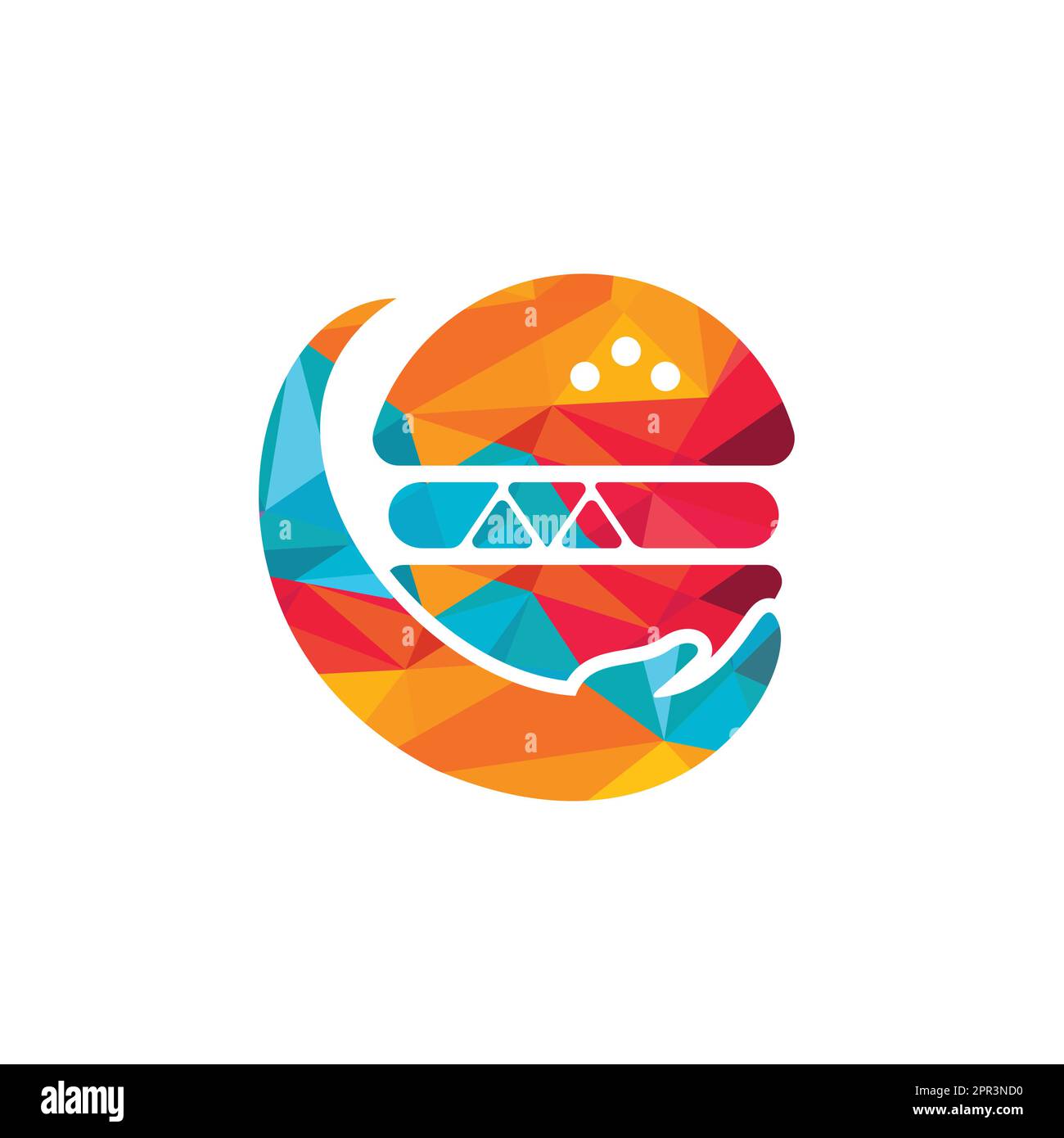 Burger care vector logo design. Vector burger and hand logo combination. Stock Vector