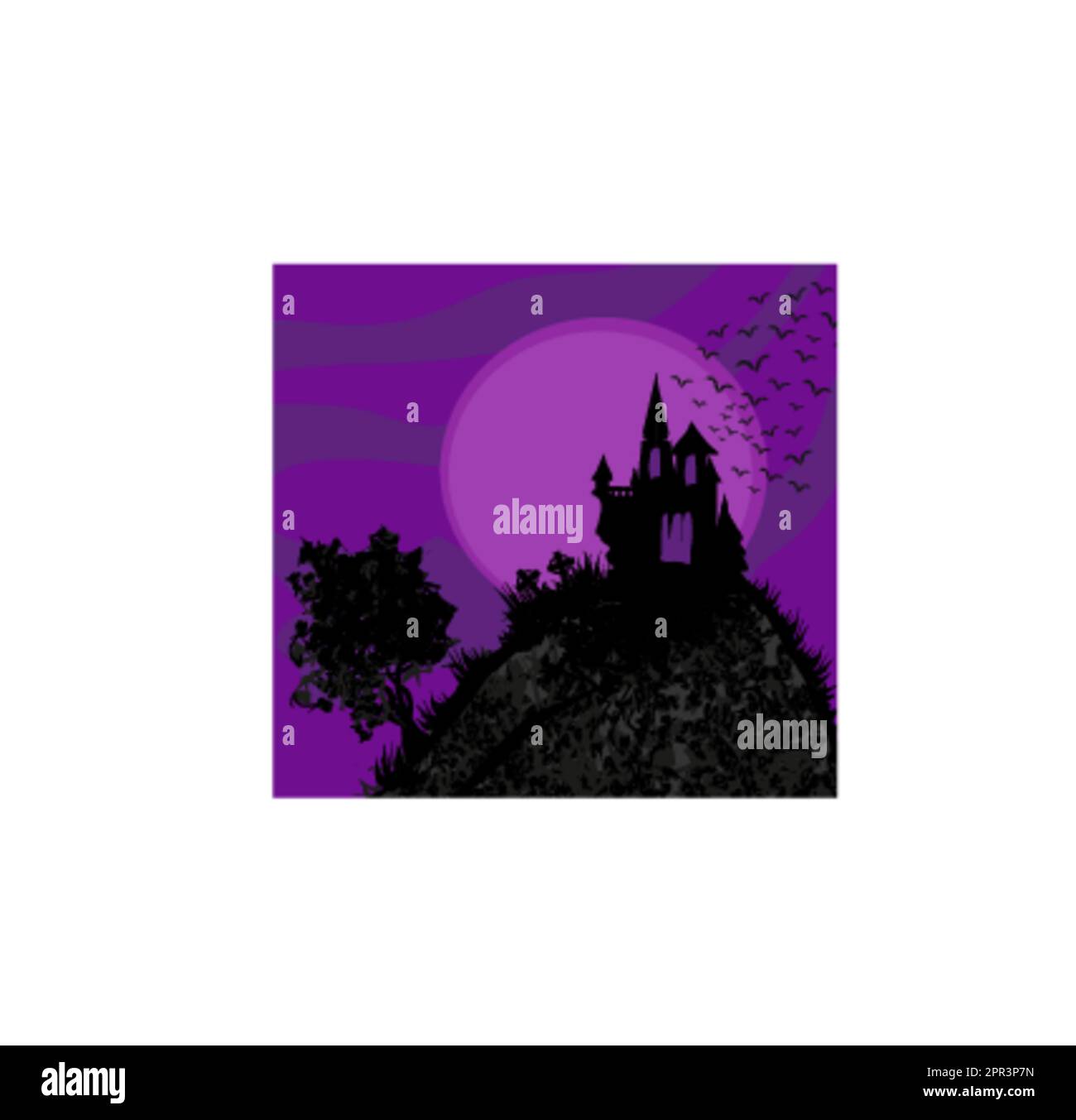 Halloween night landscape with scary haunted castle Stock Vector Image ...