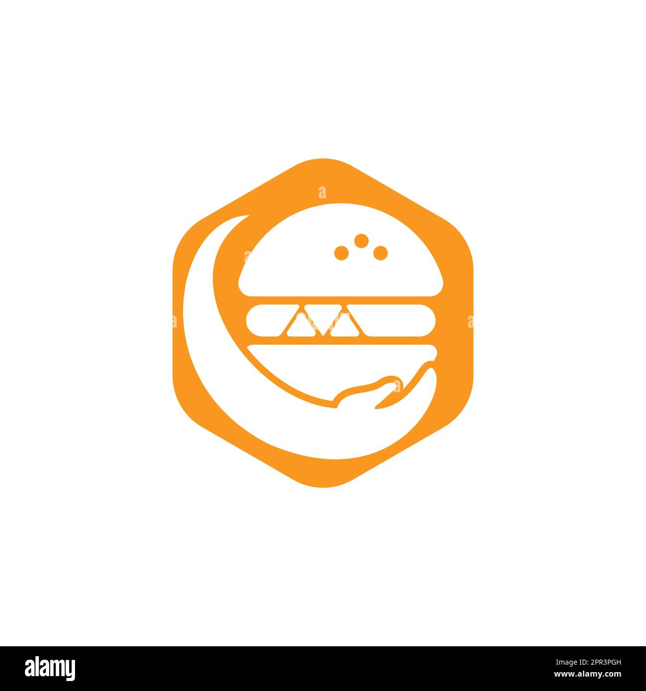 Burger care vector logo design. Vector burger and hand logo combination. Stock Vector