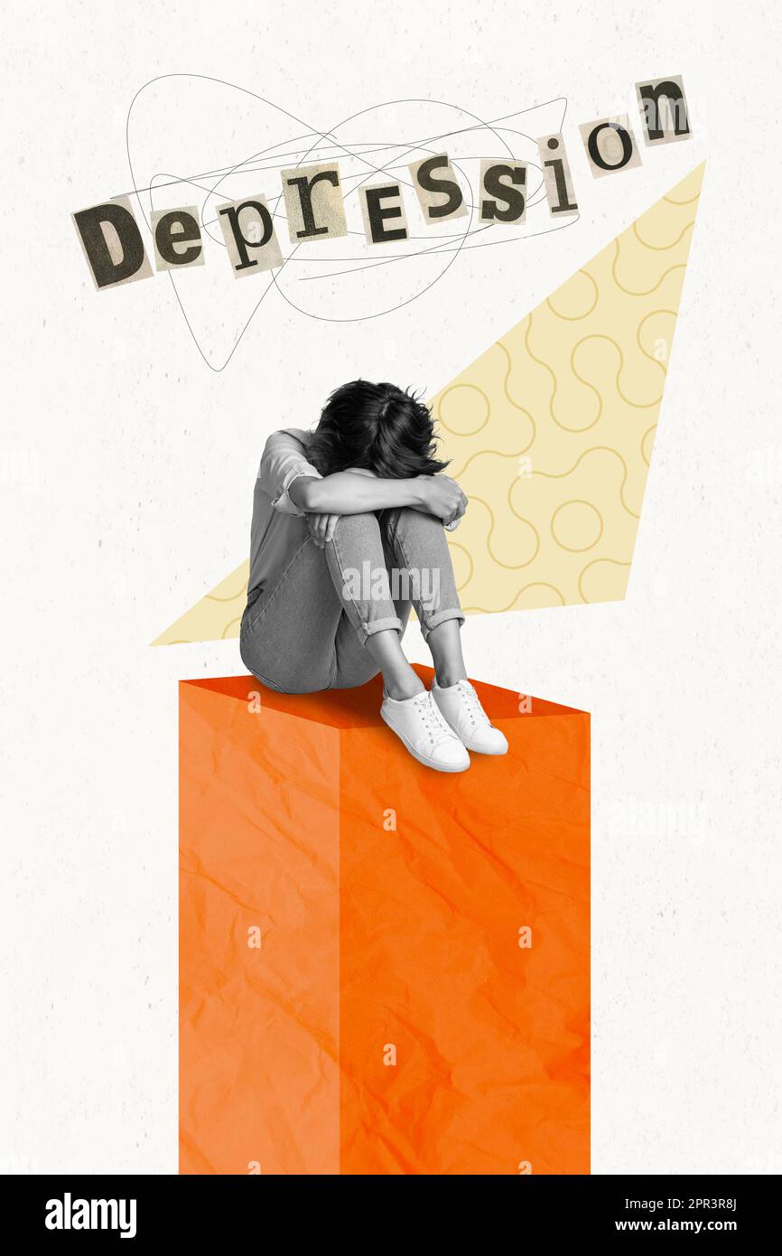 Collage template picture of grumpy stressed woman dissatisfied crying ...