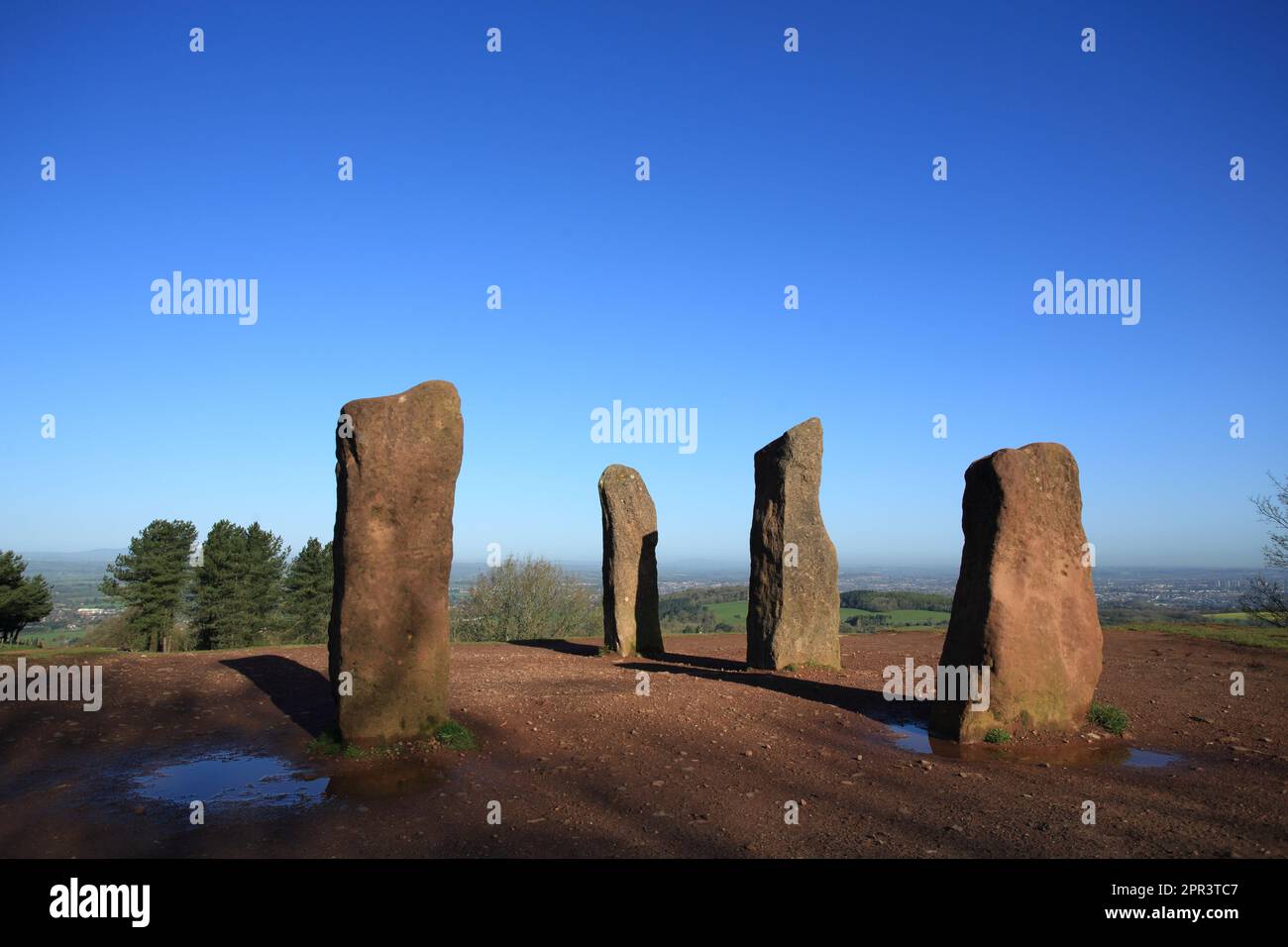 The Four stones on the summit of the Clent hills, Worcestershire, England, UK. Stock Photo
