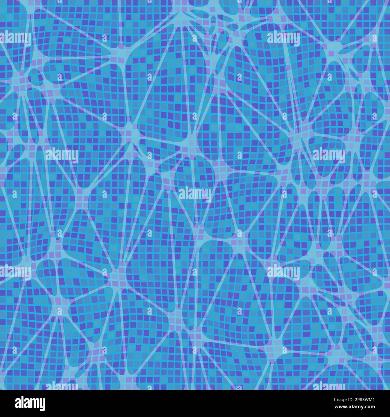 Swimming Pool Texture. Transparent Wave Surface Reflect. Blue Mosaic Background. Stock Vector