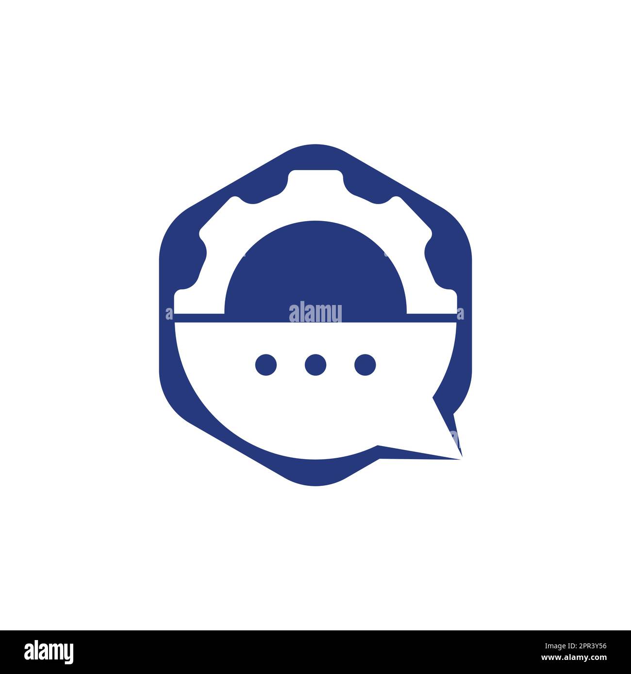 Gear chat vector logo design template. Gear bubble chat vector logo. Stock Vector