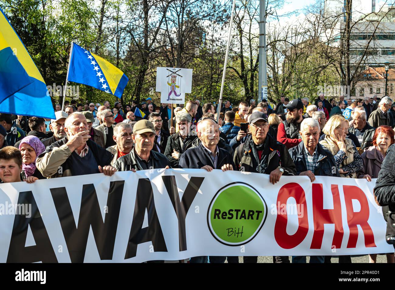 Citizens are protesting in front of the OHR building Stock Photo