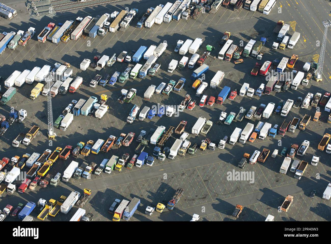 Car terminal at the port of Antwerp, aerial view, Belgium, Antwerp