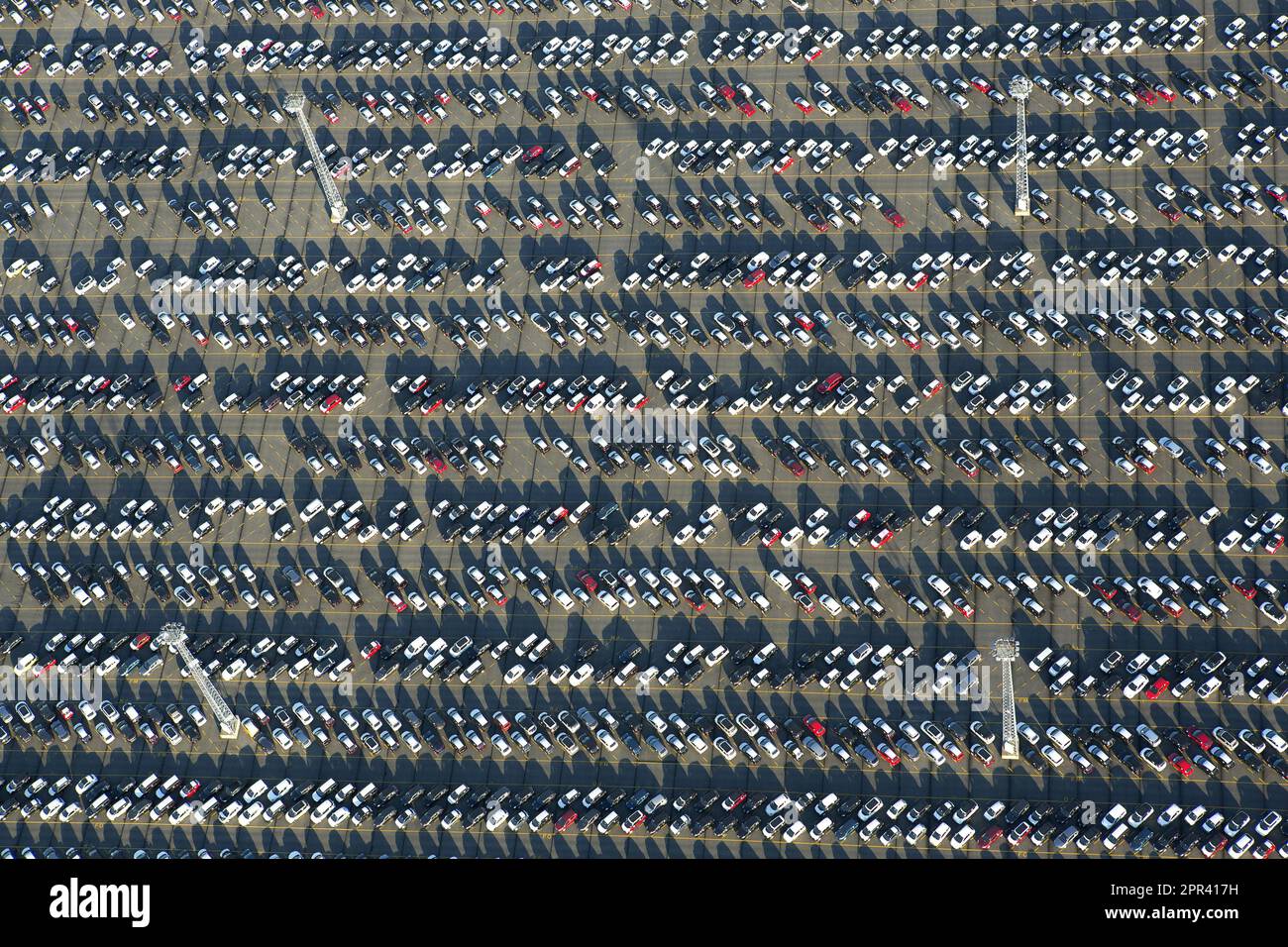 Car terminal at the port of Antwerp, aerial view, Belgium, Antwerp