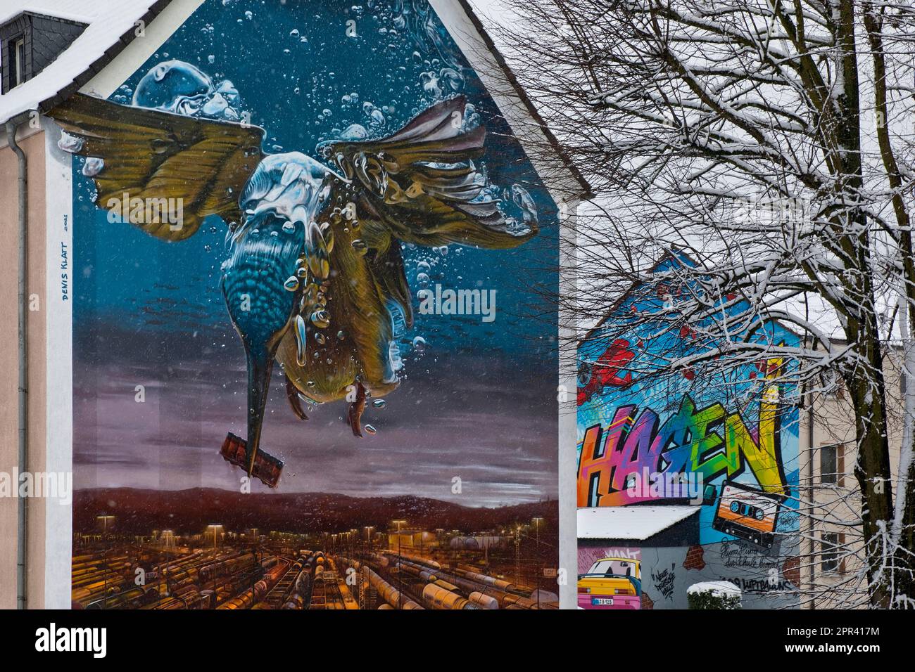 streetart at facade in Vorhalle, Germany, North Rhine-Westphalia, Ruhr Area, Hagen Stock Photo