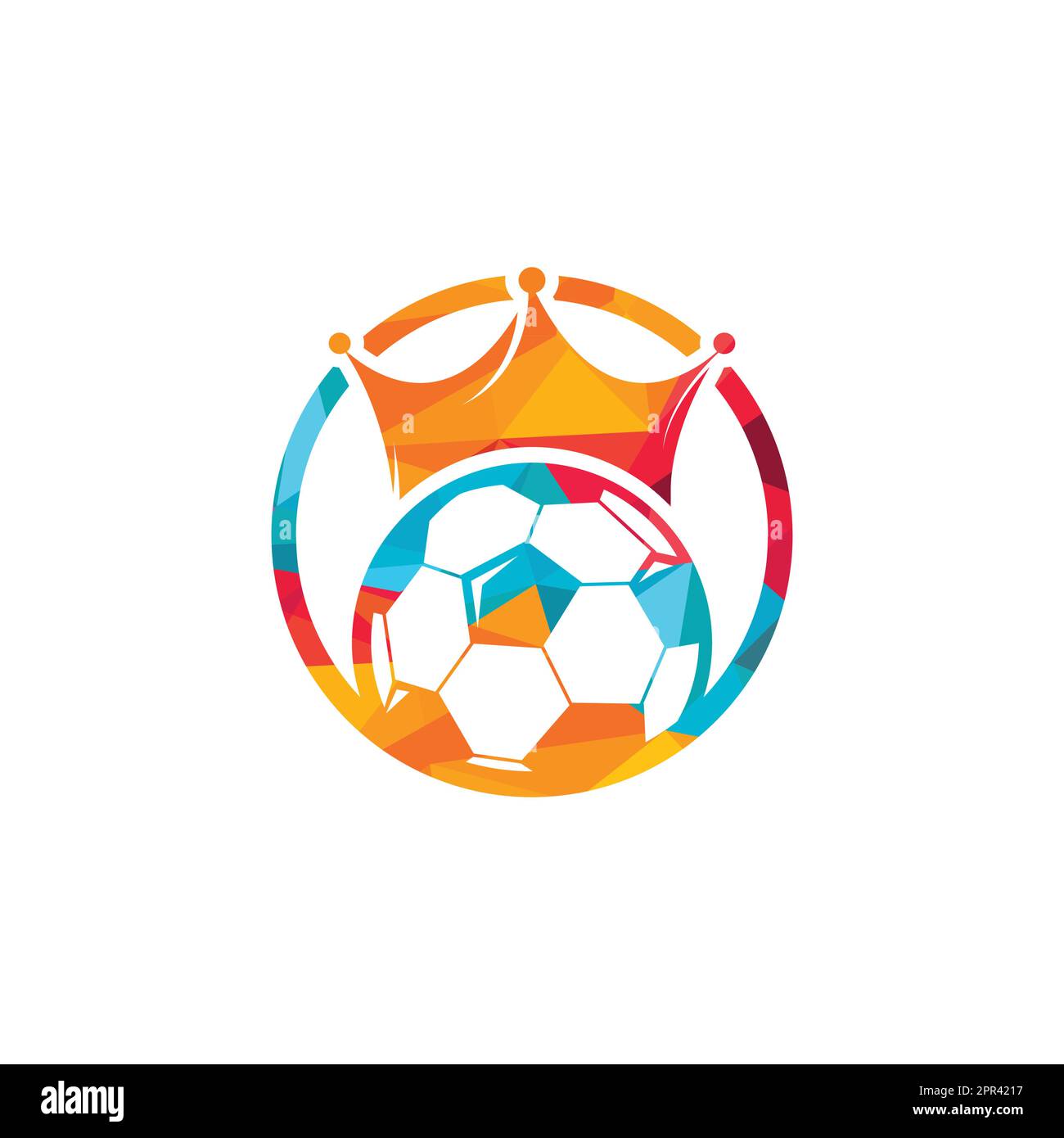 Soccer king vector logo design. Football and crown icon design Stock