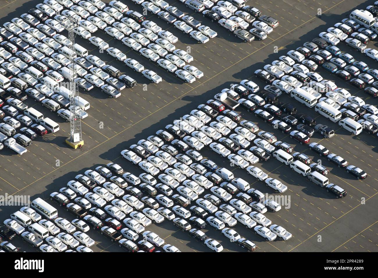 Car terminal at the port of Antwerp, aerial view, Belgium, Antwerp
