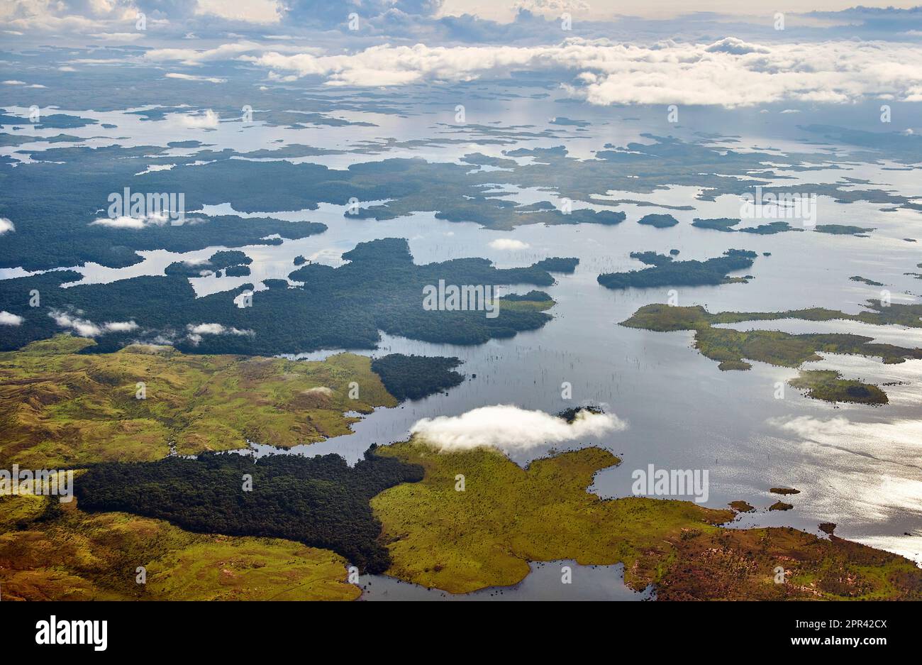 Guri reservoir, aerial view, 25.10.2007, Venezuela, Bolivar, Santa Barbara Stock Photo