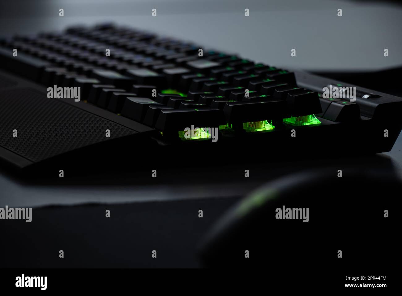 Mechanical Keyboard with RGB Lights on Office Desk Stock Photo Alamy