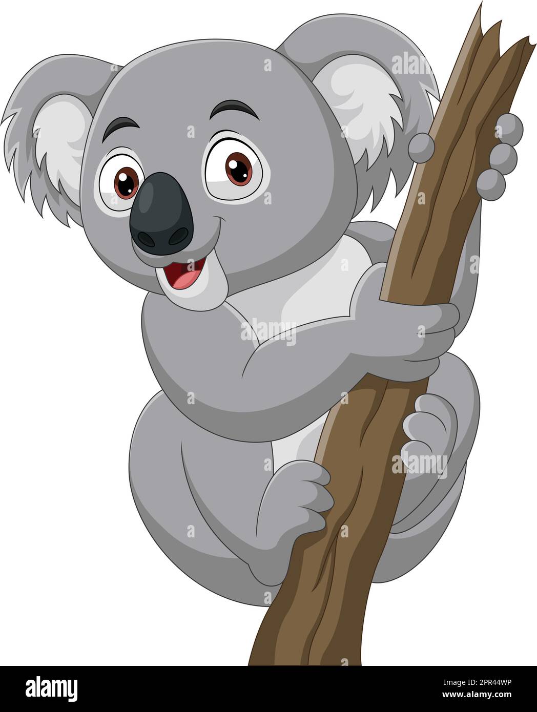Cartoon koala on a tree branch Stock Vector