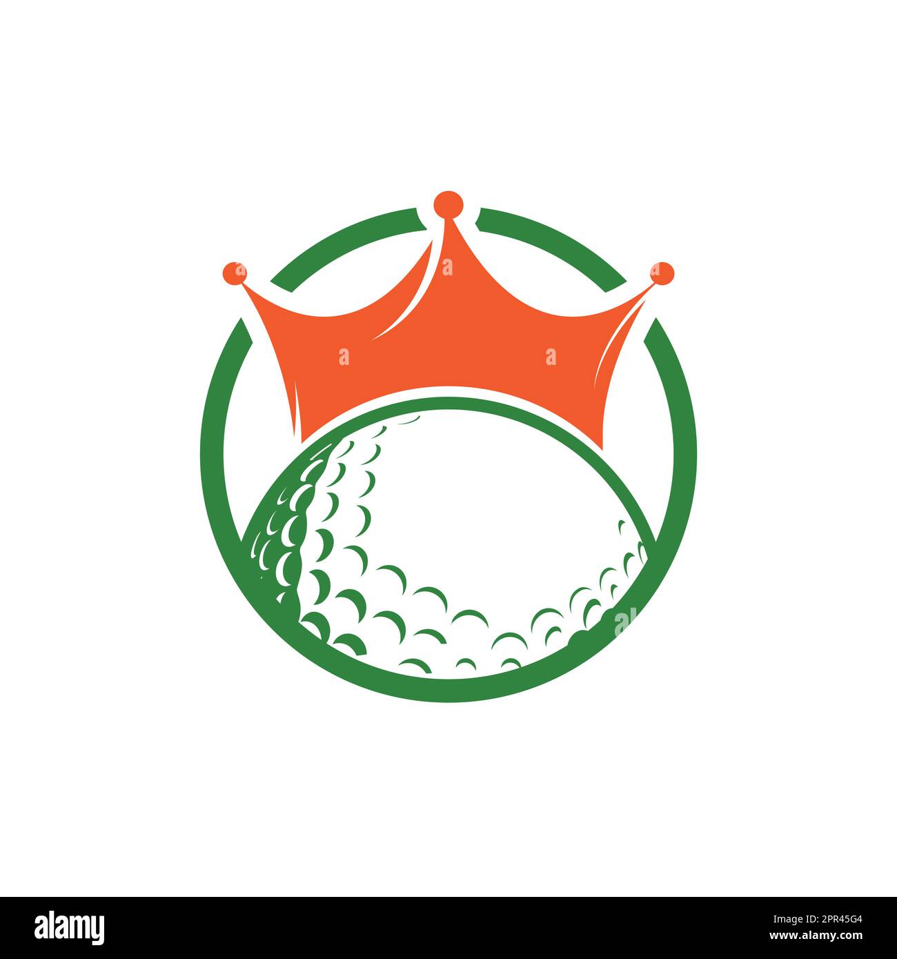 King golf vector logo design. Golf ball with crown vector icon. Stock Vector