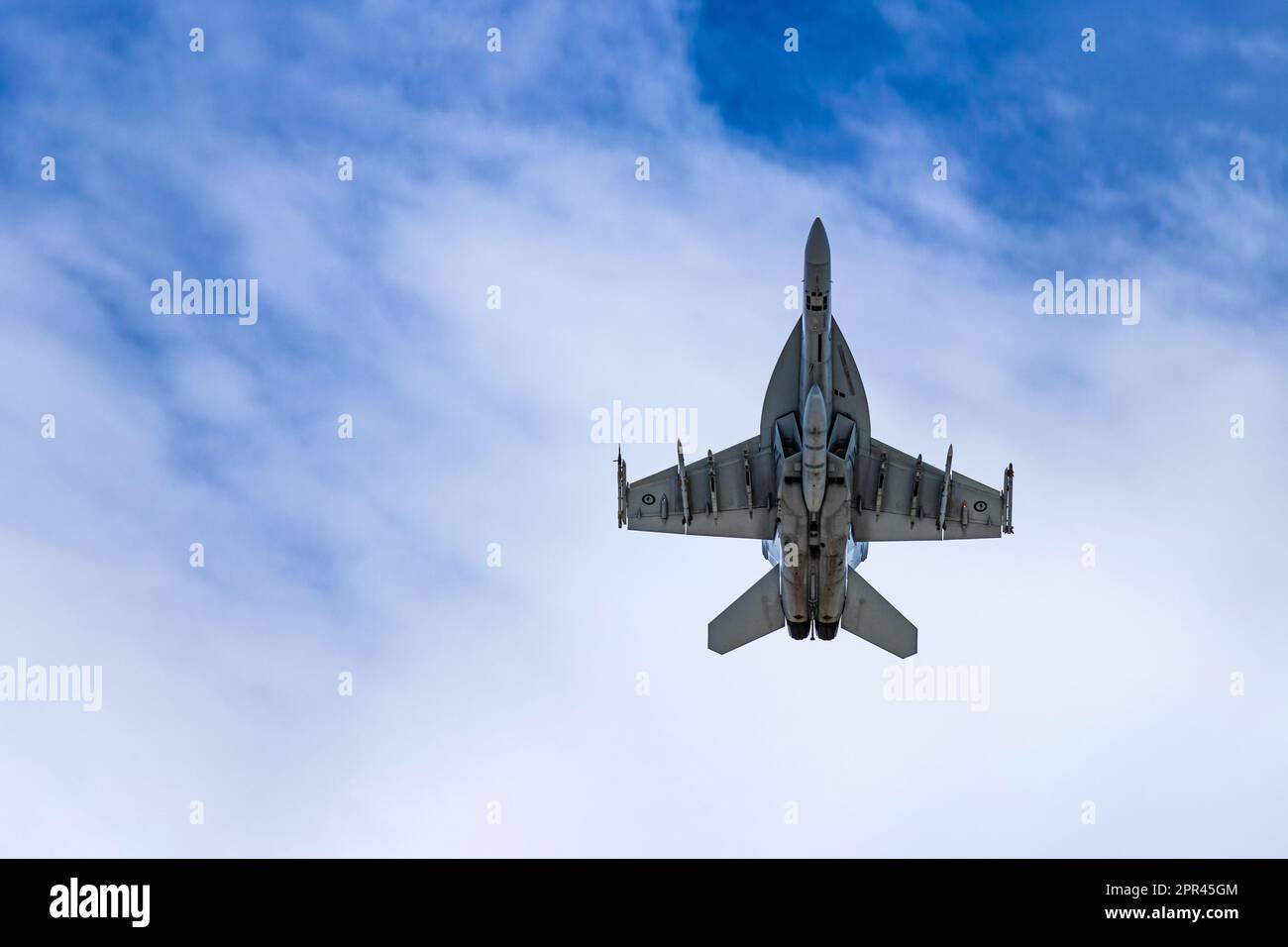 Royal Australian Air Force F/A-18F Super Hornet Performing a Flyover, Adelaide Australia Stock Photo