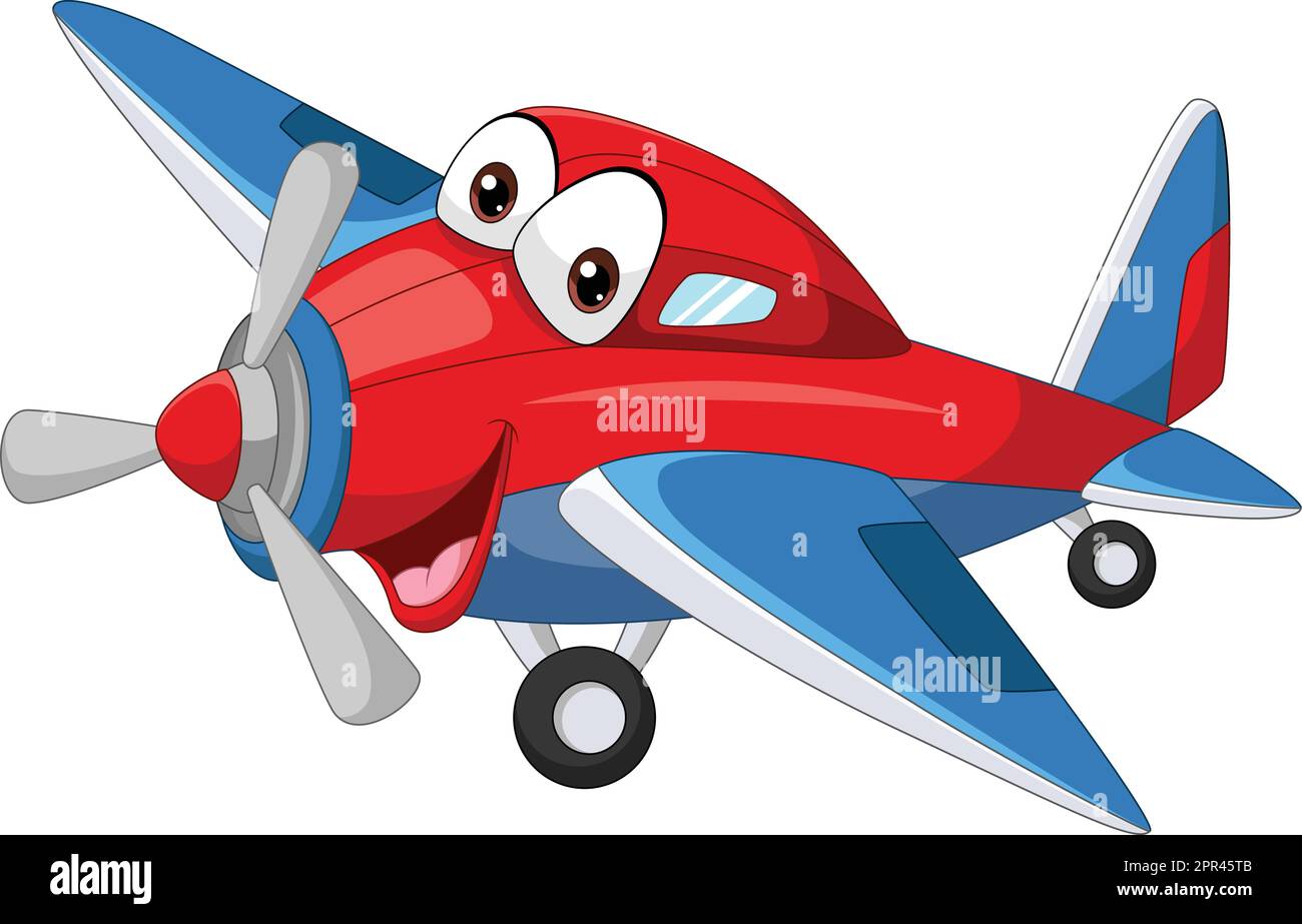 Cartoon smiling plane mascot character Stock Vector