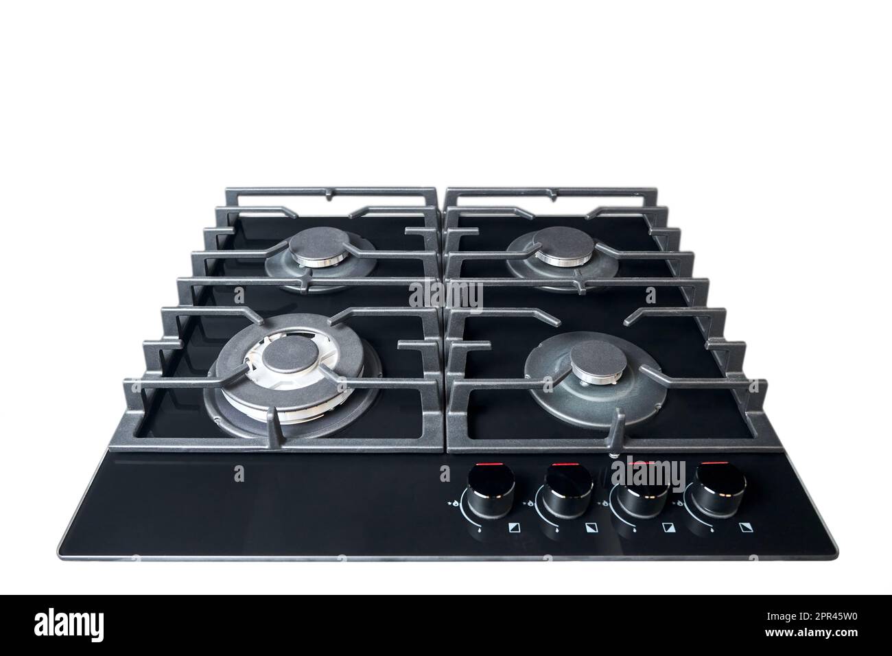 Contemporary black tempered glass gas stove hob with wok burner with