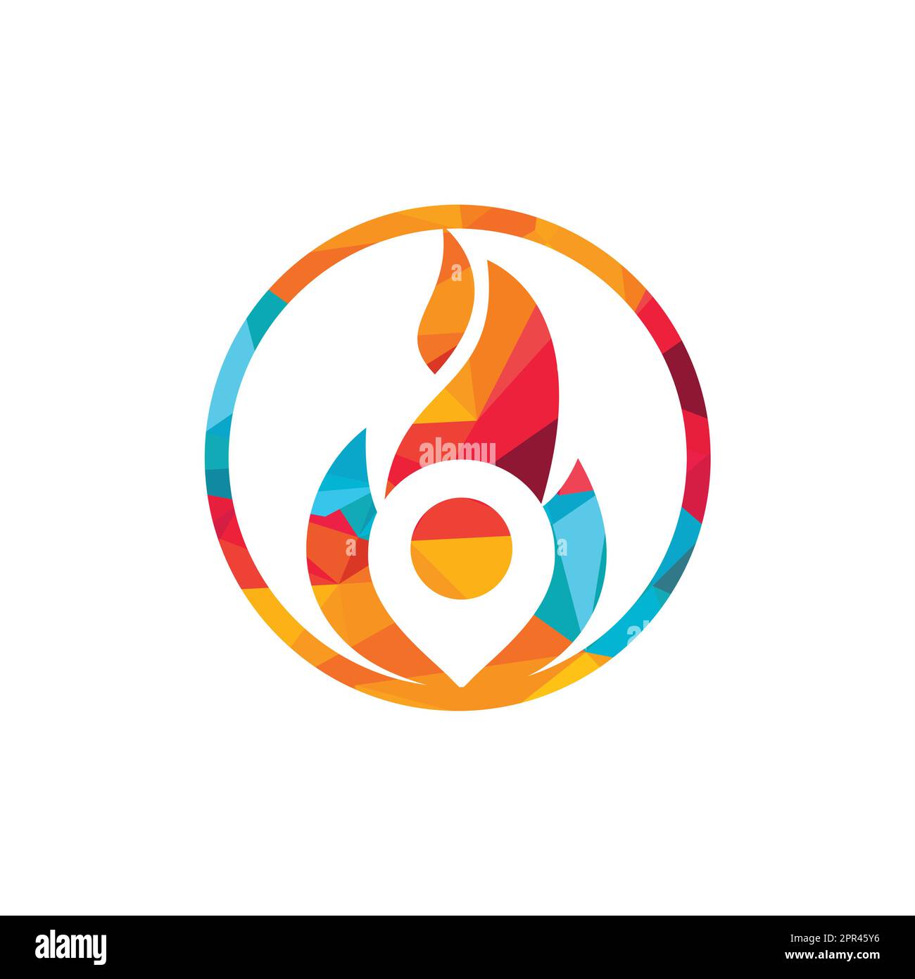 Fire pin vector logo design template. Fire location logo design concept ...