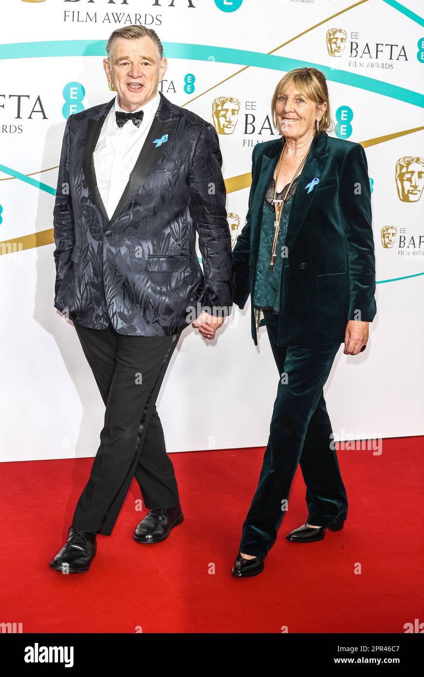 Photo Must Be Credited ©Alpha Press 085001 19/02/2023 Brendan Gleeson and Wife Mary Gleeson EE Bafta British Academy Film Awards 2023 Arrivals At The Royal Festival Hall In London Stock Photo