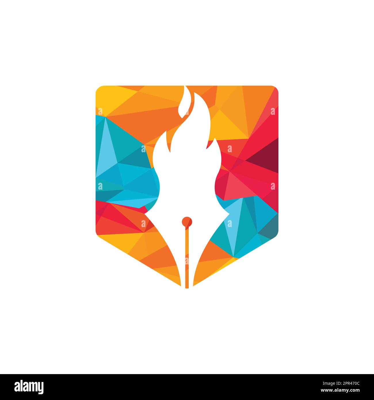 Fire Pen vector logo design concept. Hot writer vector logo icon. Stock Vector
