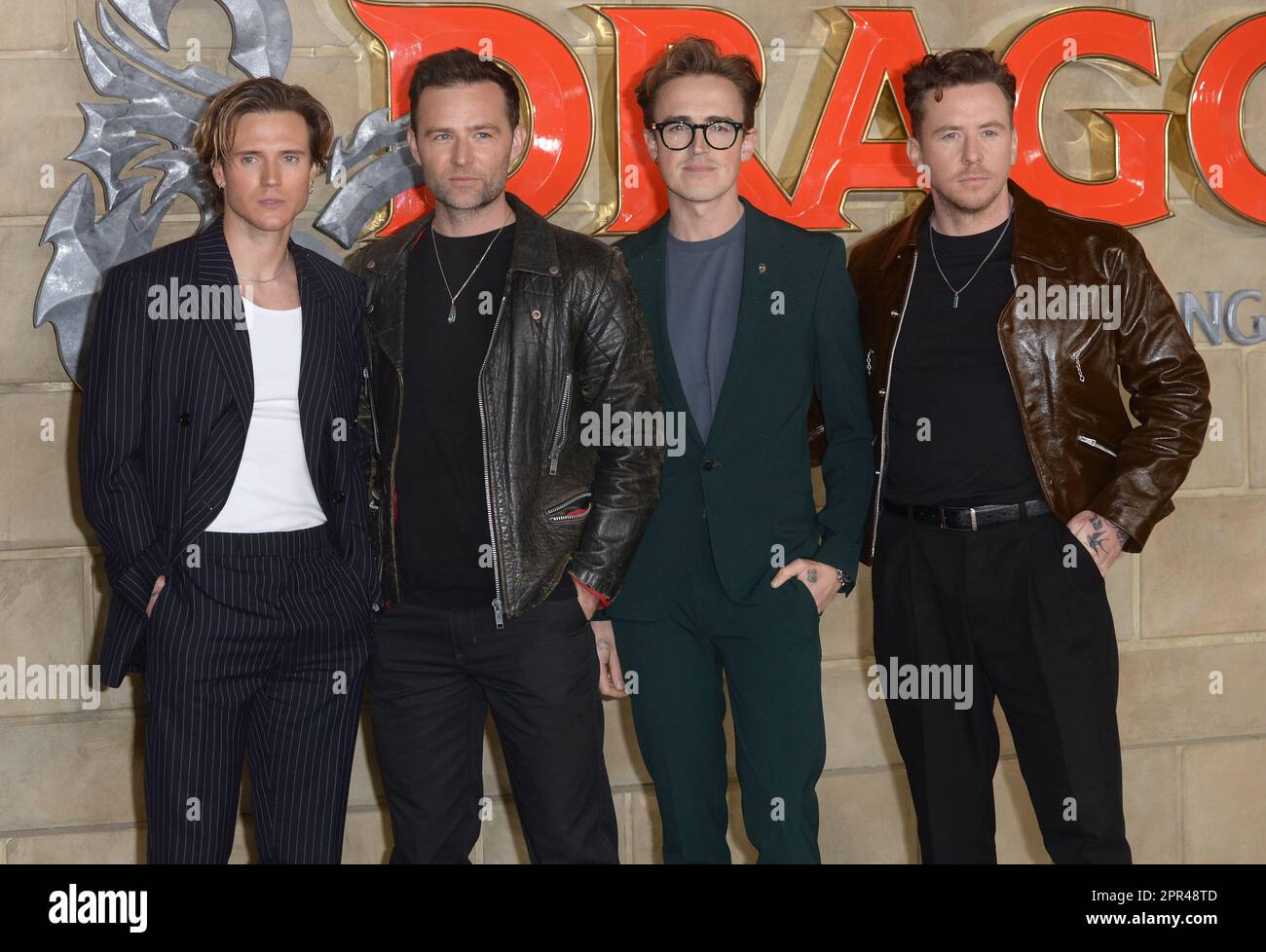 Photo Must Be Credited ©Alpha Press 078237 23/03/2023 McFly, Dougie Poynter, Harry Judd, Tom Fletcher, Danny Jones at the Dungeons & Dragons Honour Among Thieves UK Premiere in London Stock Photo