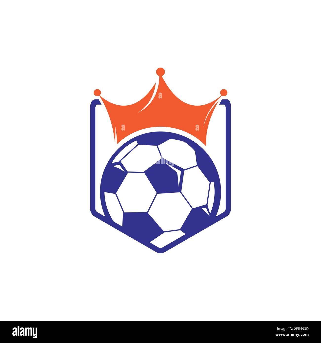 Soccer king vector logo design. Football and crown icon design Stock