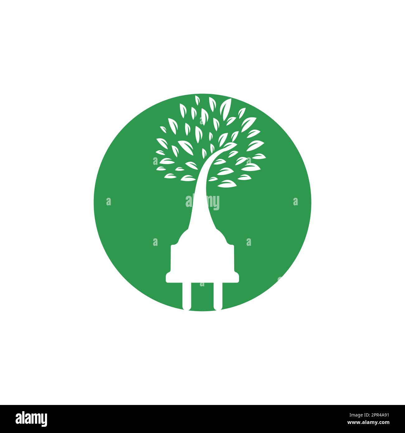Green energy electricity logo concept. Electric plug icon with tree ...