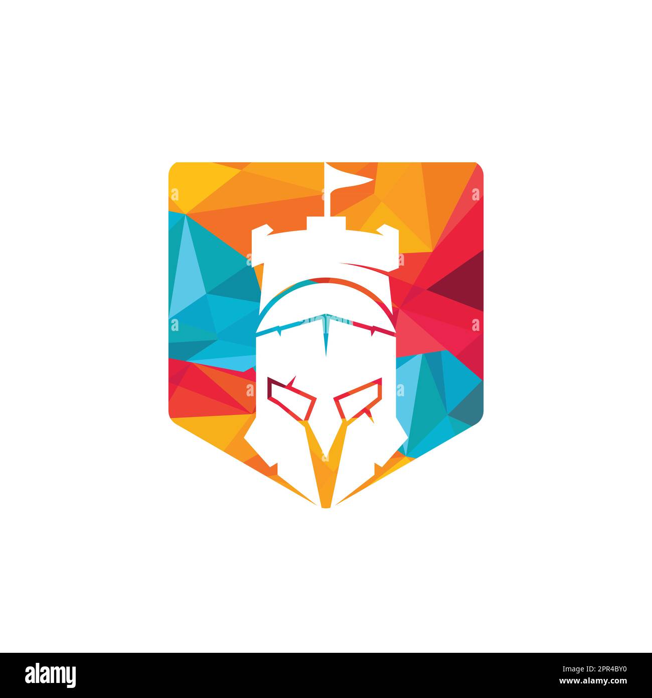 Spartan castle vector logo design template Warrior Spartan logo design