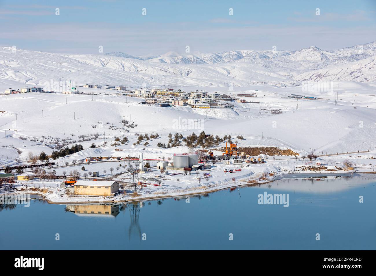 Erzincan Province, İliç District with snowy landscapes and river Stock Photo