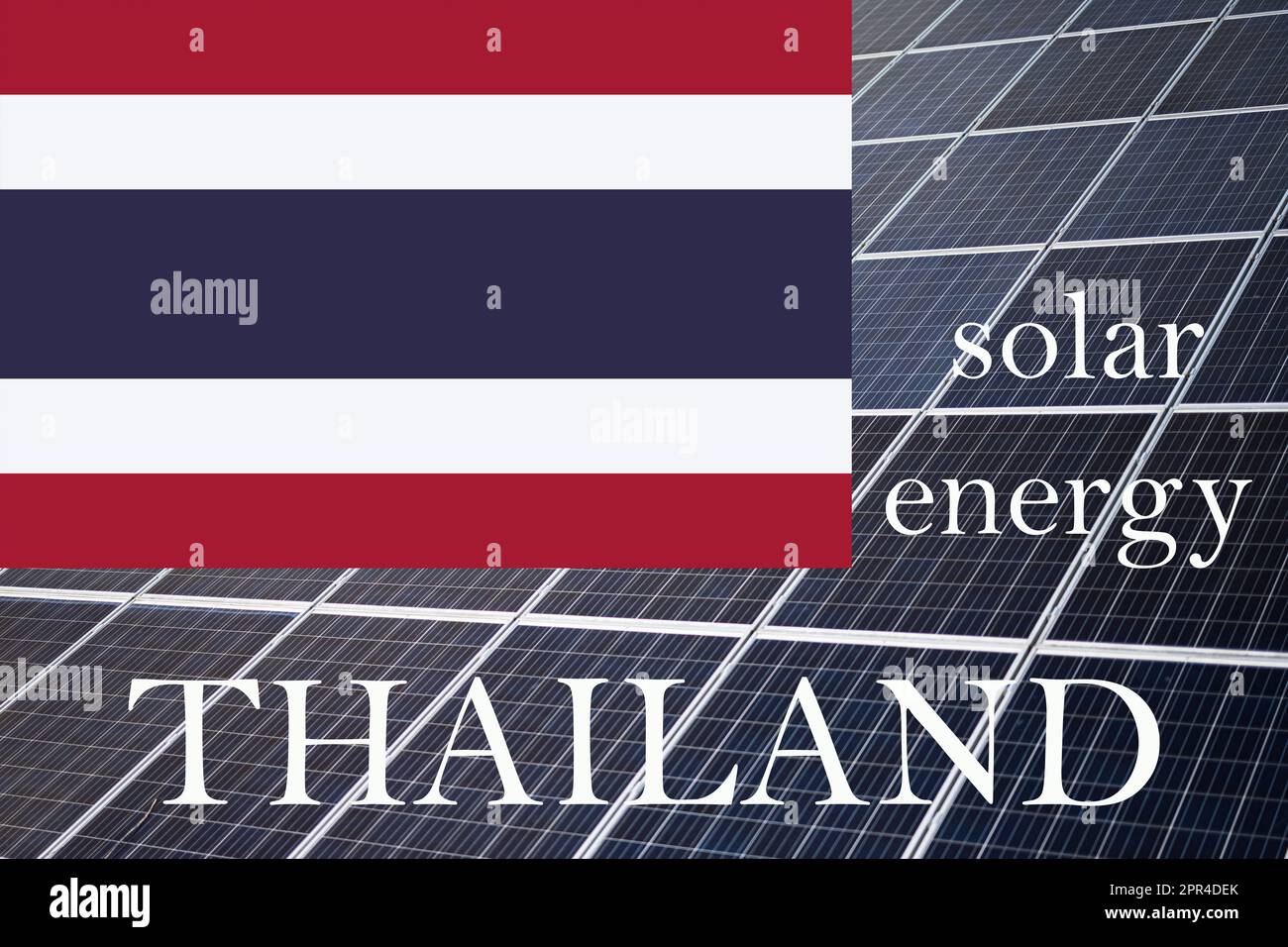 Solar energy panels with Thailand flag background. Sustainable