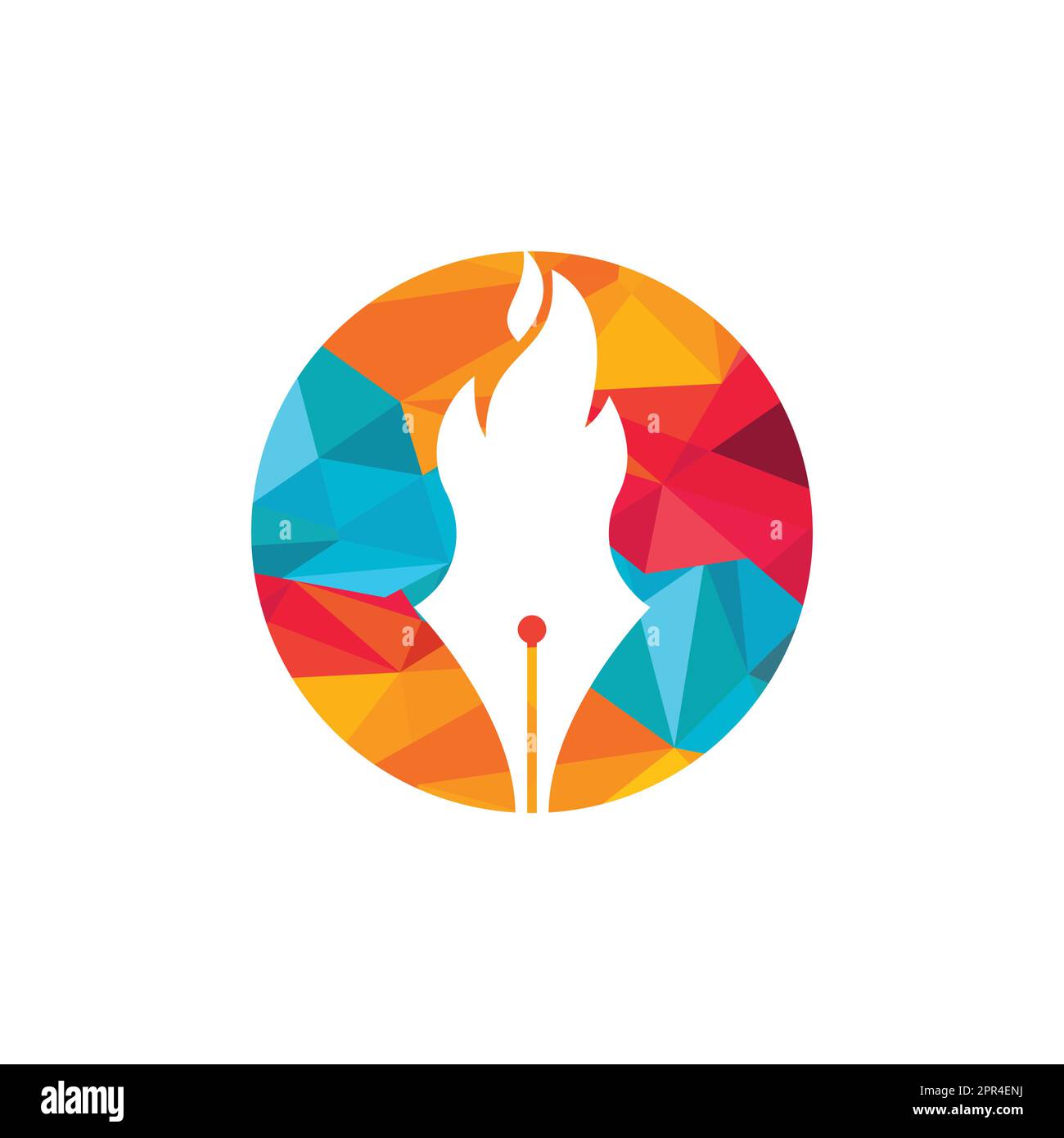 Fire Pen vector logo design concept. Hot writer vector logo icon. Stock Vector