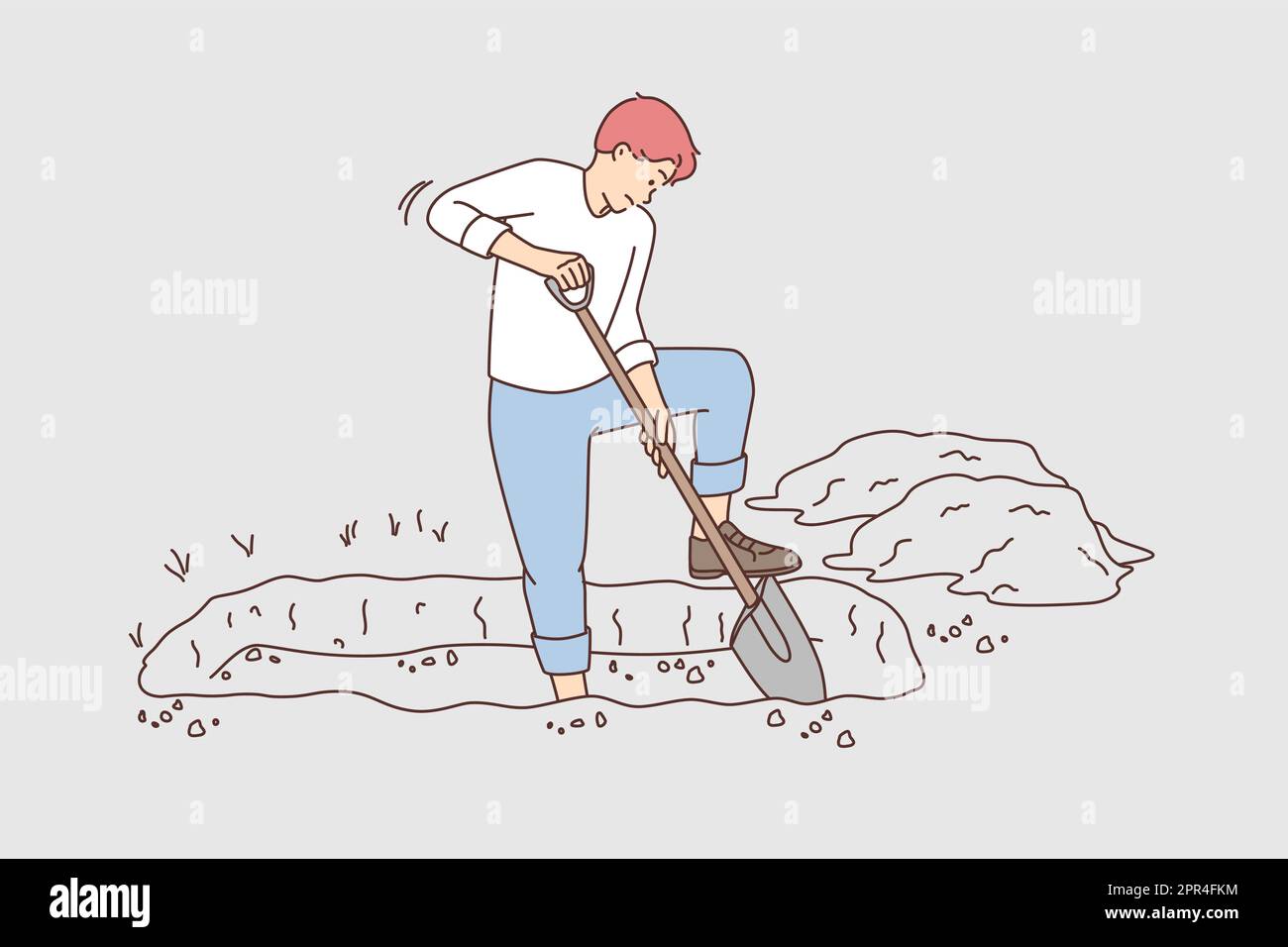 Man digging grave Stock Vector