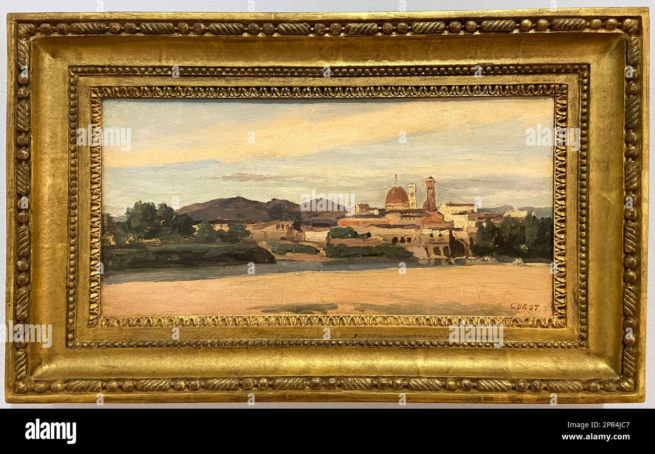 Aix-En-Provence, France - 04 20 2023: Granet Museum. View of Florence painted by Jean-Baptiste-Camille Corot Stock Photo