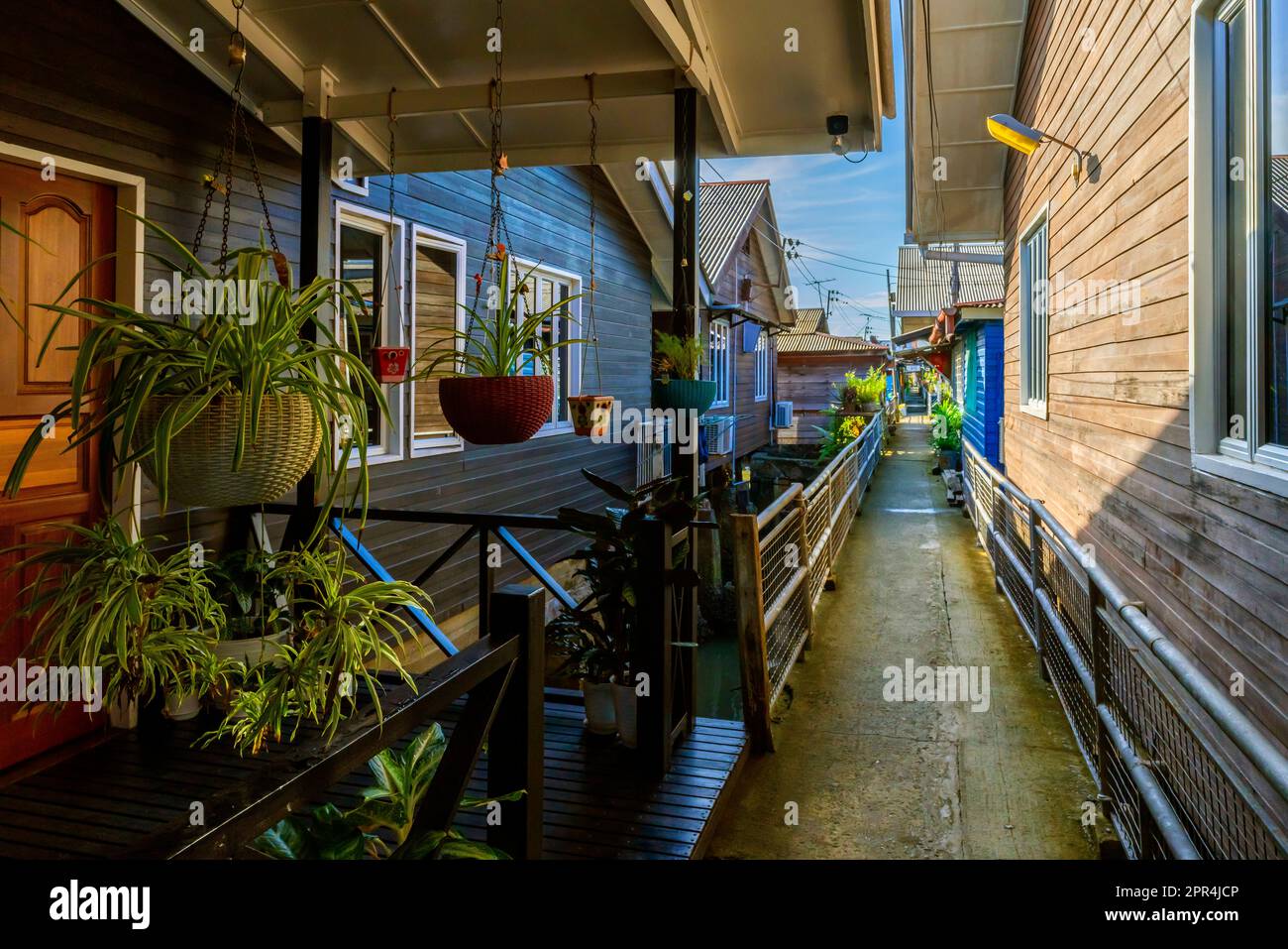 Jetty in Sandakan fishing village, Sabah, Borneo, Malaysia. Stock Photo