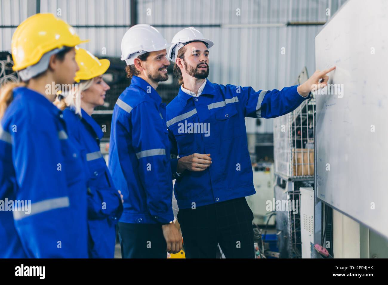 Engineer team employee plan meeting. Plant staff worker safety technician group planning process