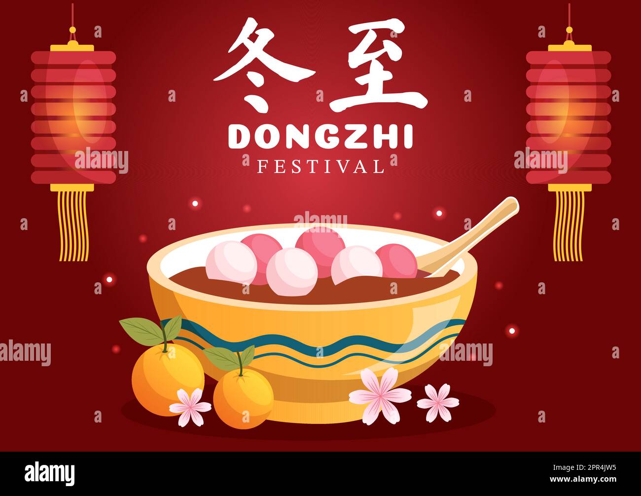 Dongzhi or Winter Solstice Festival Template Hand Drawn Cartoon