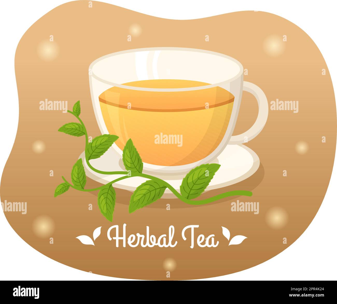 Herbal Tea with Chamomile Leaves of Health Drink Green to Increase Endurance in Template Hand Drawn Cartoon Flat Background Illustration Stock Vector