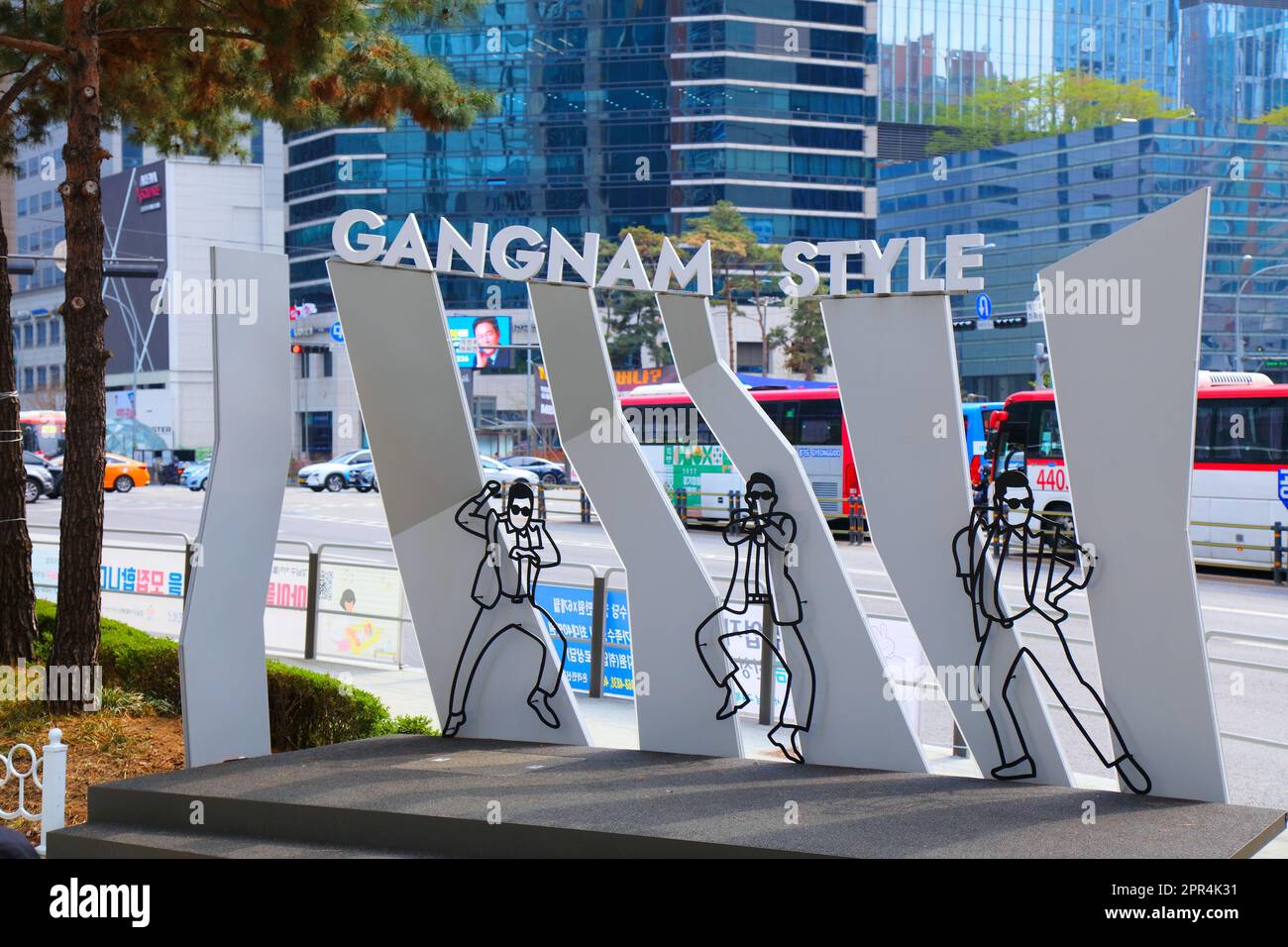 SEOUL, SOUTH KOREA - APRIL 7, 2023: Gangnam Style photo zone tourist attraction in Gangnam district of Seoul. Stock Photo